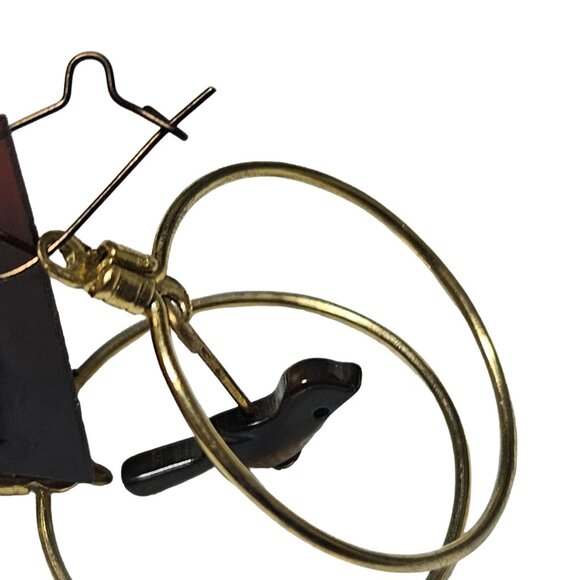 Boho Chic Gold Tone Hoop Earrings Wooden Bird Charms Fashion Jewelry Women - Picture 4 of 5